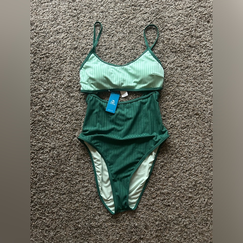 Cupshe Green Ribbed One Piece Swimsuit